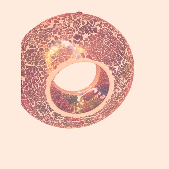 Marigold Iridescent Pink Glass Mosaic Seed Bird Feeder - Picture 3 of 6